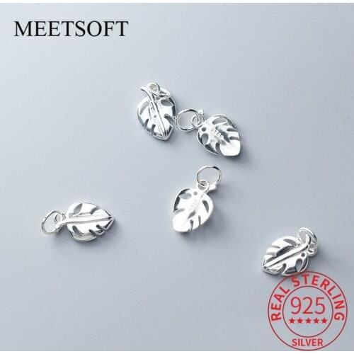 MEETSOFT Hollow Leaf Charms Flower Pendent DIY 925 Sterling Silver Necklace Making Finding Handmade Jewelry Accessories