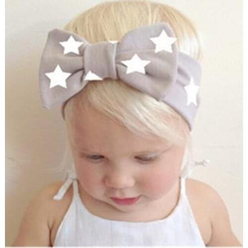Cute Star Print Bow Headband Bow Knot Newborn Headband Kids Headwraps Girls Headwear Bow Hairband Little Girls Hair Accessories