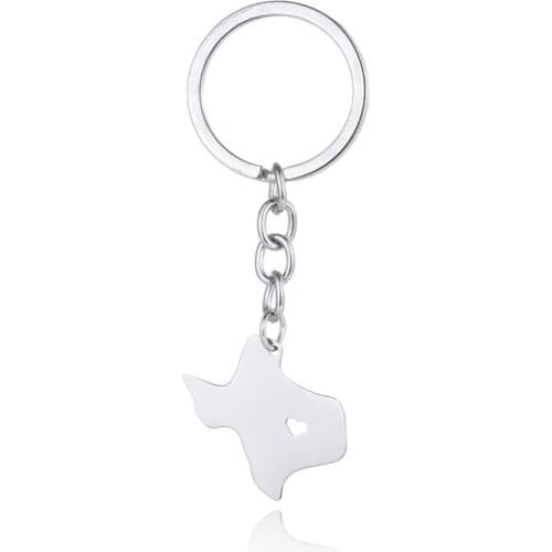 Fashionable stainless steel jewelry burst section new hot Texas map keychain accessories