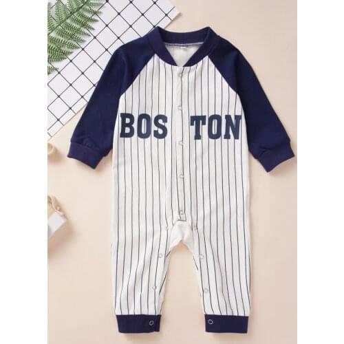 The new 2020 boys' fashion jumpsuit, baseball shirt elements trending male baby jumpsuit, comfortable baby jumpsuit