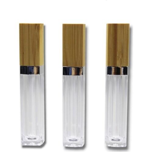 Wholesale 6ml Empty Lip Gloss Tubes With Bamboo Lid Lipgloss Containers Bottle Liquid Lipstick Tubes Package Lip Tubes Container