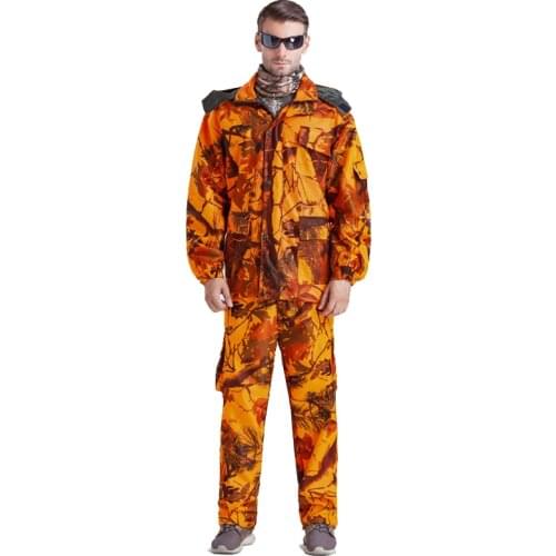 Orange Bionic Camouflage Suit include Jacket and Trousers Outdoor Tactical military Hunting Fishing waterproof dres