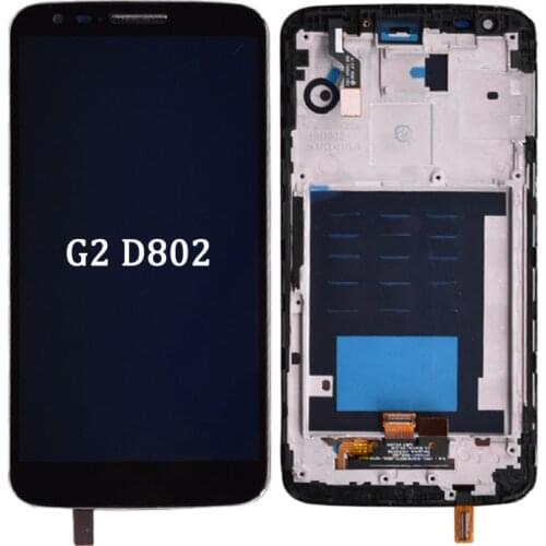 Original For LG G2 D802 LCD Display Touch screen + Digitizer Assembly with frame Black and white Free Shipping