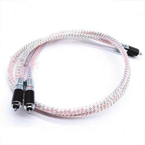 Pair Hight Quality Nordost Valhalla 7N silver plated audio RCA interconnect cable with Carbon fiber RCA plug connector