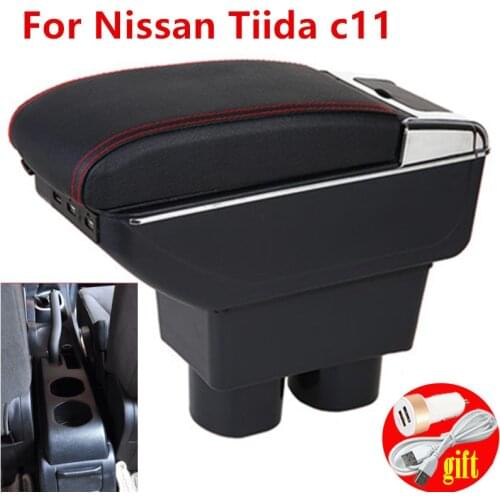 For Nissan Tiida c11 armrest interior car arm rest leather storage box parts center console box car-styling accessories