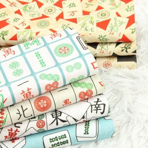 Half Yard Plain Cotton Fabric Northern Europe Mahjong Print Handmade DIY Patchwork Bag Sewing Material 100% Cotton