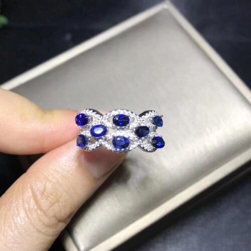 Natural multi sapphire line ring, 925 sterling silver, the latest popular ring precious jewellery lady jewelry