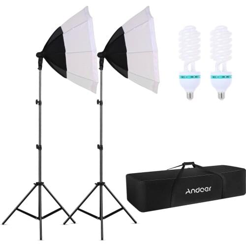 Andoer Professional Studio Photography Octagon Softbox LED Light Kit for Studio Portrait Product Wedding Photo Video Live