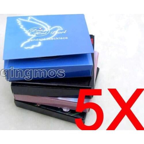 Qingmos Wholesale 5 boxes New wish pearl necklace Gift set & each box 5 different colors real pearls one pendant necklace-3624