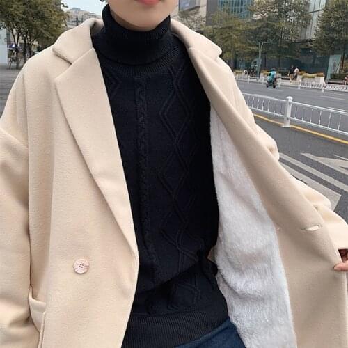 Legible Winter Wool Jacket Men Solid Thicken Warm Wool Coat Man Casual Loose Long Wool Coat for Men