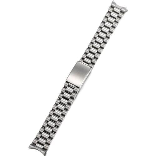 316L Stainless Steel SKX 18mm 20mm Brush Polish Solid Stainless Steel President Watch Strap Band Curved End