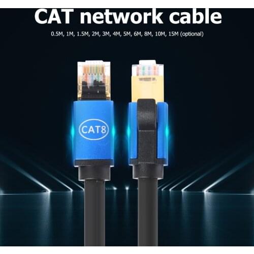 Cat8 Ethenet Cable Gold Plated RJ45 Connector STP 26AWG Internet Network Cable LAN Patch Cord Blue for Router Modem Switch PC