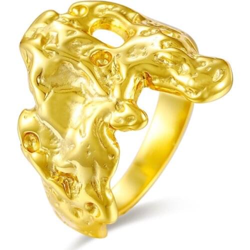 Wide face Punk S925 sterling silver Open Rings for Women Concave and convex surface Irregular Geometric Party Jewelry Gifts