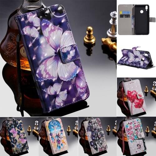 Sunjolly for Huawei Honor 8C Phone Case Lanyard 3D Flower Stand Holder Flip Wallet Cover coque for Huawei Honor 8C Cases Luxury