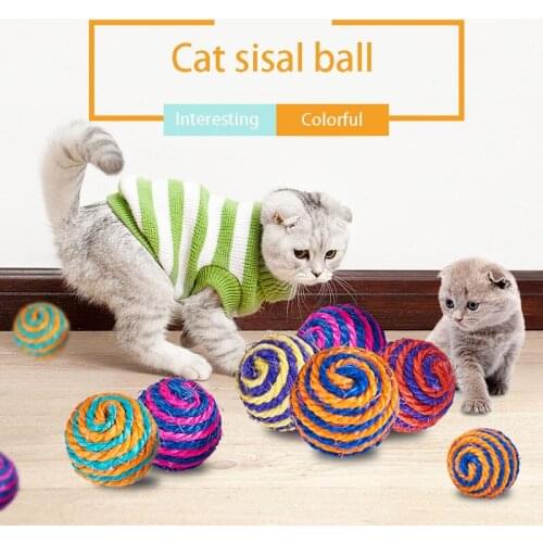 Cat Supplies Pet Cat Sisal Balls Bright Color Toy Sound Toy Pet Cat Toy Sisal Ball Hemp Rope Series Interactive Toys
