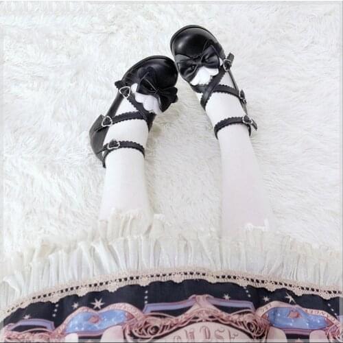 Lolita Shoes Women Low Heel Flats Round Head Bowknot Comfortable Ulzzang Japanese Platform Vintage Harajuku Sweet Girls Shoes