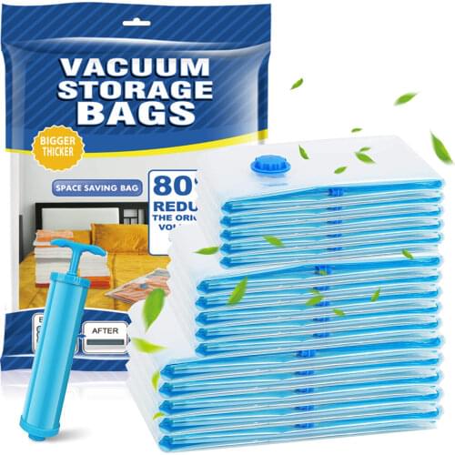 Vacuum Storage Bags, Space Saver Bag, Vacume Pack Storage Bags for Clothes Blankets Travel Storage,Reusable Bags Double Zip Seal