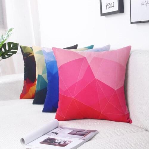 Zeroomade Geometric Gradient Color Thorw Pilowcases Covers 100% Cotton Square Blue Cushion Covers For Home Sofa Bed Decor Gift