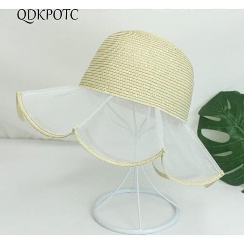 2021 Hat Summer New Women Great Eaves Net Yarn Straw Sun Hats Fashion Petal Edge Patchwork Sun Protection Shading Cap QDKPOTC