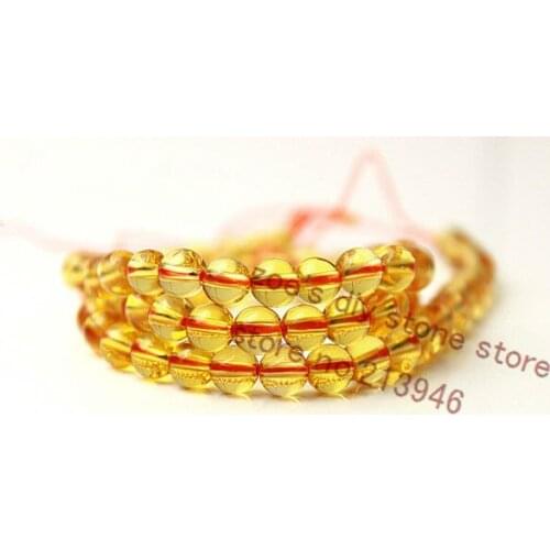 1Strand/Pack 10MM Pure Natural Yellow Crystal Quartz Bead Strands Semi-precious Stone Jewelry Beads
