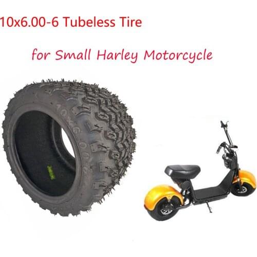 10'' Widened Tire 10x6.00-6 Motorcycle Vacuum Road Tire Off-road Tubeless Wheel Tire for Mini-Harley Electric Vehicle