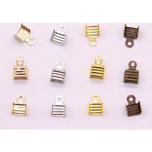200p Gold silver Bnz plated Hooks Fold over crimps Clamp Clip Loop beads caps Connector Fastening Cord end Tips jewelry findings