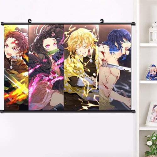 2019 Anime Demon Slayer: Kimetsu no Yaiba Agatsuma Zenitsu Wall Scroll Poster Manga Wall Hanging Poster Home Decoration 40*60cm
