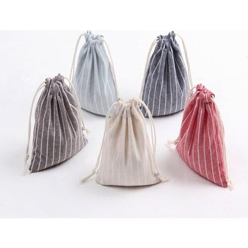 3pcs Geometric Christmas Drawstring Cotton Linen Storage Bag Gift Candy Jewelry Organizer Makeup Cosmetic Coins keys Bag