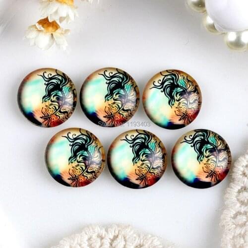 40PCS 12mm)/Round12mm 20mm 25mm 30mm Glass Cabochon DIY For jewelry finding Cameo Setting,Dome Flat Back Beads-Feather-94-9