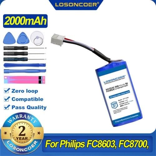 100% Original LOSONCOER 2000mAh 4IFR19/66 Battery For Philips FC8603, FC8700, FC8705, FC8710 Battery Free Tools