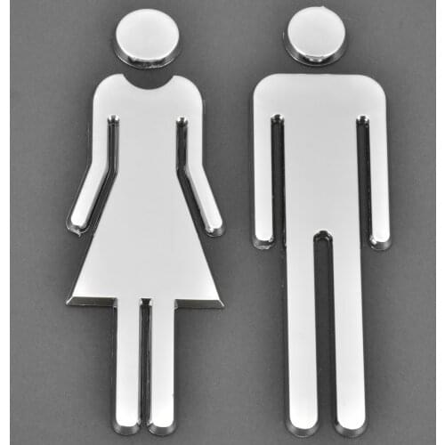 Acrylic Toilet Plaque MEN & WOMEN Set Toilet Stickers Bathroom Restroom Door Sign For Home Hotel