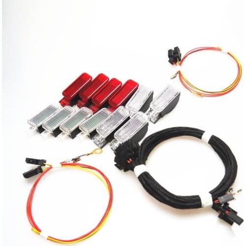 AZQFZ LED Footwell Lights Door Panel Warning Lamp + Cable For A5 A4 A6 Q3 Q5 Q7 A7 A8 TT RSQ3 RS3 RS4 RS5 3AD947409 8KD947415C