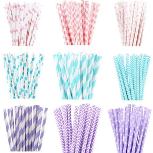 25pcs Light Color Paper Straws For Birthday Wedding Decorative Event Party Supplies Environmental Drinking Straws