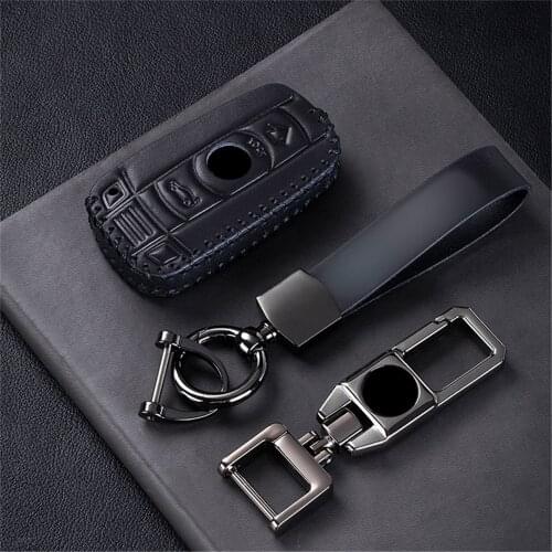 Genuine Leather Car Key Case For BMW 5 Series E60 2004 - 2009 520i 525i 530i 535i Keychain Cover Remote Key Holder Car Styling