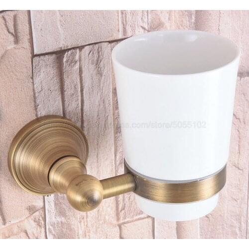 Bathroom Cup Holder Antique Brass Ceramic Single Cup Holder Bathroom Ceramic Cup Rack Holder Bathroom Accessories zba164