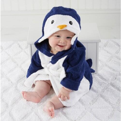 Childrens Bathrobes Lovely Penguin Bathrobe Kids Baby Boy&girl Bath Robes Cotton Warm Pajamas Animal Kids Bath Robes