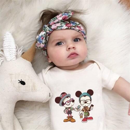 Baby Rompers Mickey Minnie Print Cartoon Newborn Clothes Baby Girls Boys Romper Summer White Infant Jumpsuits Bodysuit