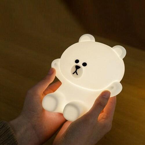 Baby Bear Night Light Luminaria 5V USB Change color Bedroom Decoration Gift Dimmable Night Table Lamp Emergency