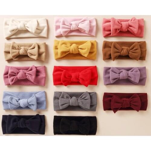 Baby Toddler Kids Girls Boys 14 color bow Knot Turban Headband Bow Elastic Head Wraps headwear for girl Hair Accessories