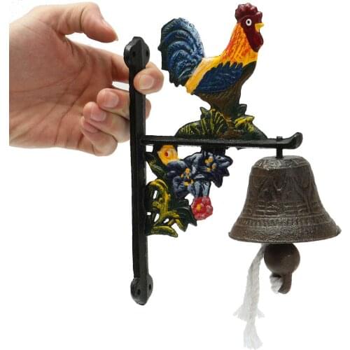 Door Bell Vintage Retro Style Metal Cast Iron Rooster Wall Mounted Home Garden Decor Access Control For Remind For Home