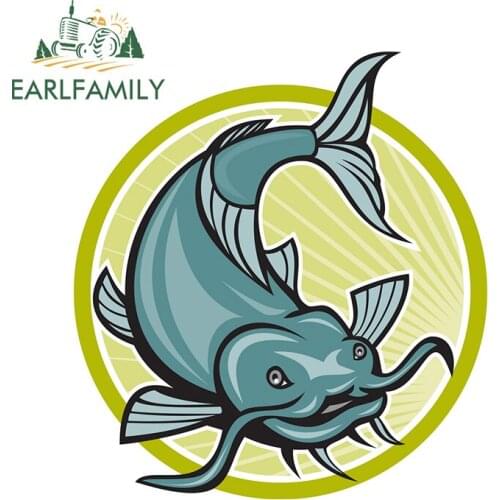 EARLFAMILY 13cm x 11.9cm for Catfish Car Truck Decal Bumper Window JDM Accessories Fashion Scratch-proof Window Stickers