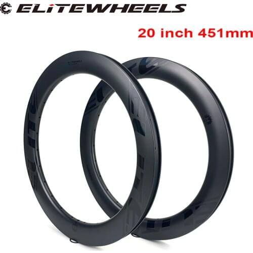 ELITEWHEELS 20 Inch 451mm Road Disc Carbon Rim 50mm Depth 23mm Width Clincher Carbon Rims For BMX Cycling Road Disc Bike Wheel