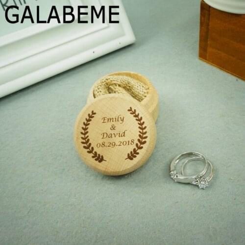 Galabeme Vintage Custom Wedding Ring Box Personalized Valentines Engagement Wooden Ring Bearer Box Rustic Ring Box Holder