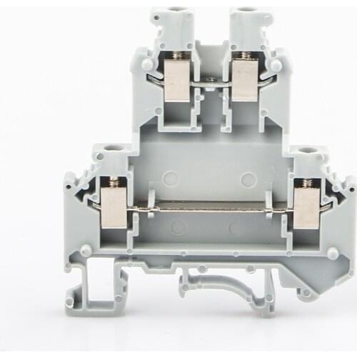 Din Rail Terminal Block UKK-3 Din Rail Mount Screw Connection Electrical Double Levels Wire Conductor 10pcs Distribution Block