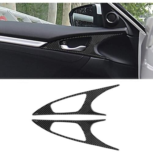 Carbon Fiber Door Handle Bowl Cover Trim Interior Door Bowl Panel Door Decorations for 10Th Gen Honda Civic 2016-2020