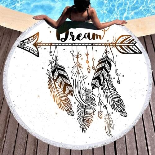 Summer Vacation Yoga Mat Round Circle Printed Beach Towel Swimming Pool Cushion Quick-drying Fabric Shower Bathing Blanket Cover