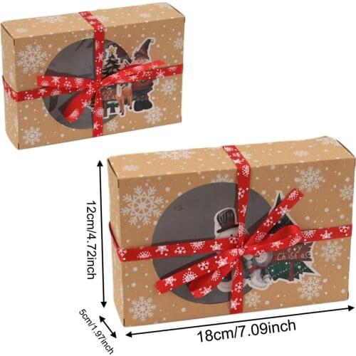 24PCS Christmas Gift Bags Kraft Paper Candy Bags Boxes Food Packaging Box For Home Christmas Party Kids Gift New Year Navidad