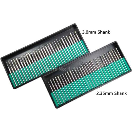 30 Pcs/set Diamond Point Burr Bits Drill Head Dremel Accessories Needle Tip Grinding Alloy Cylindrical Ball 2.35mm 3.0mm Shanks