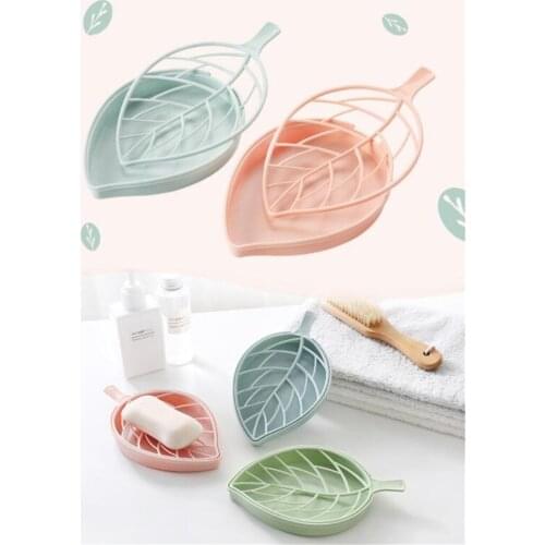 New 100pcs/lot Multi-functional household storage soap box Bathroom Shower Leaf Shape Soap Box Dish Storage Plate Tray Holder