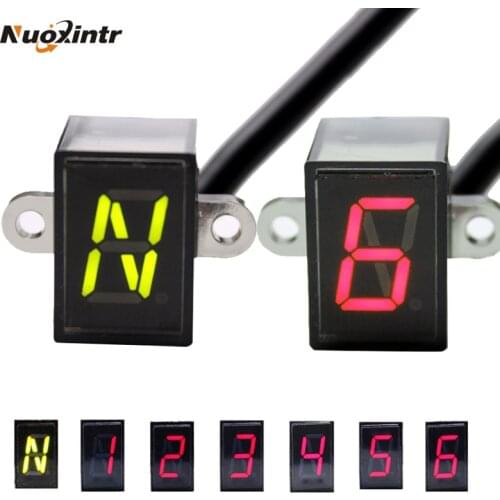 Nuoxintr 6 Speed Black Universal Motorcycle Digital Display Led Motocross Off-road Moto Light Neutral Gear Indicator Monitor